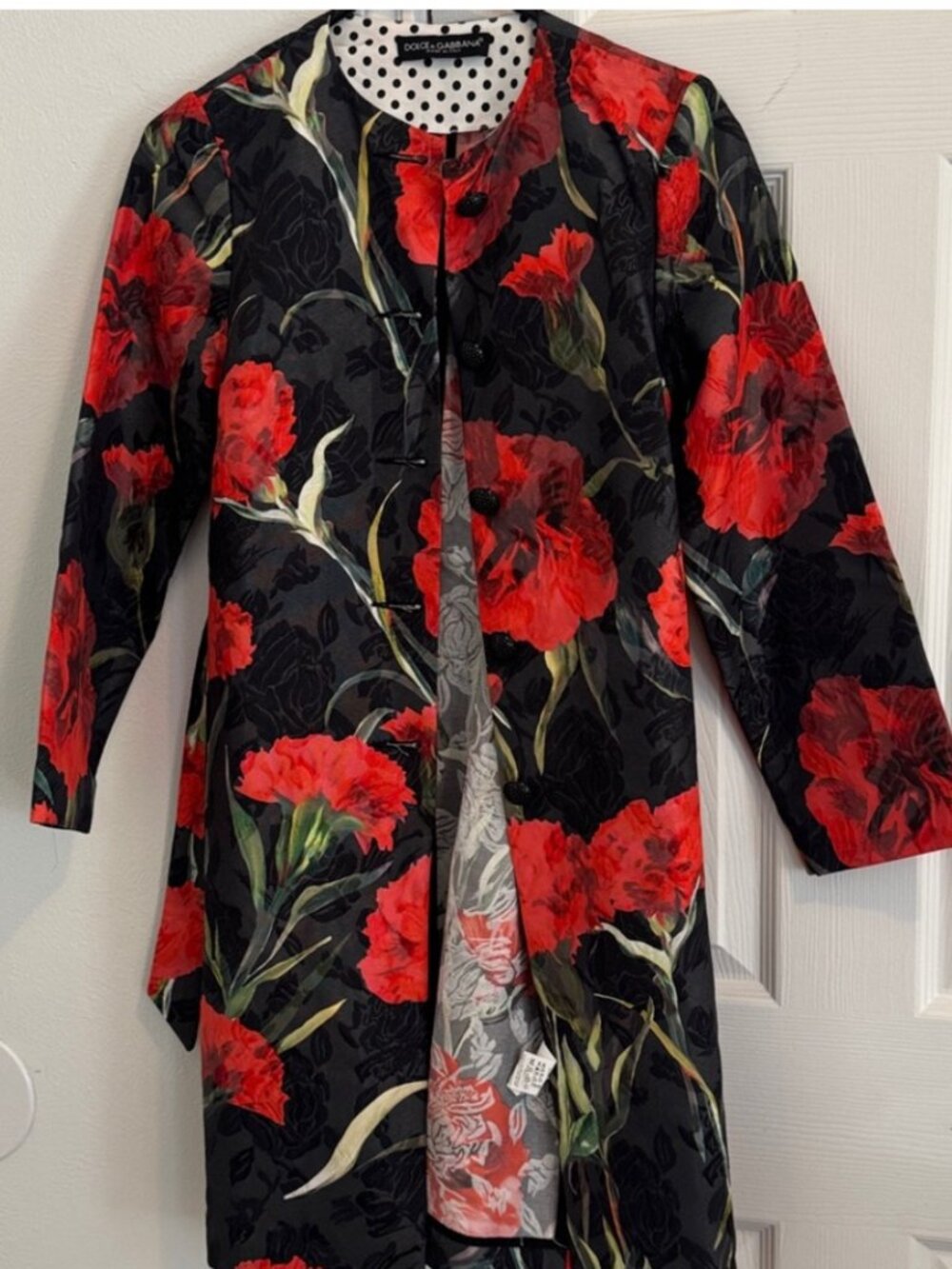 Dolce & Gabbana Floral Coat Jacket Size 38 Red Black - Picture 4 of 8